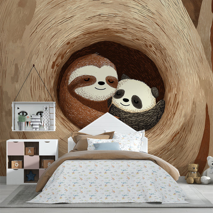 Barntapet | Lata och kramande pandor i ett varmt träd