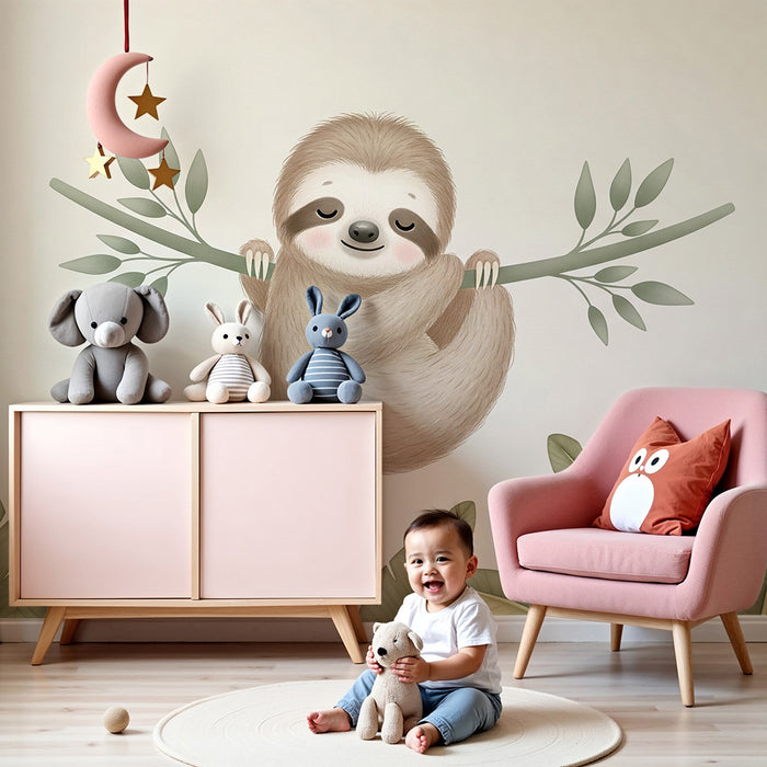 Børneværelse tapet | Søde dovne i junglen