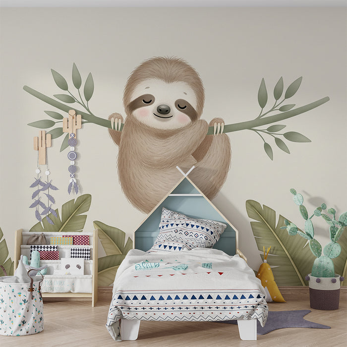 Børneværelse tapet | Søde dovne i junglen