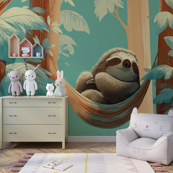Børneværelse tapet | Fredelig dovne i en tropisk jungle