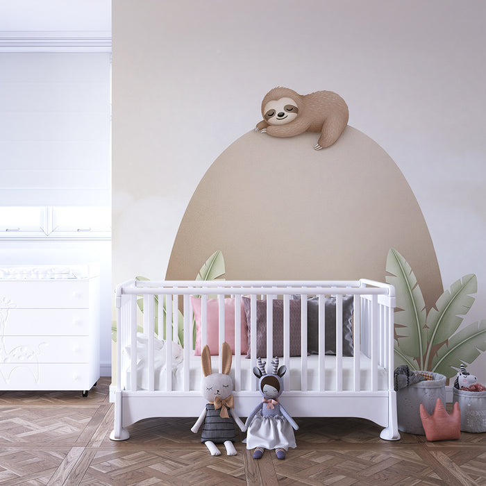 Papel pintado infantil | Perezoso tranquilo en una colina