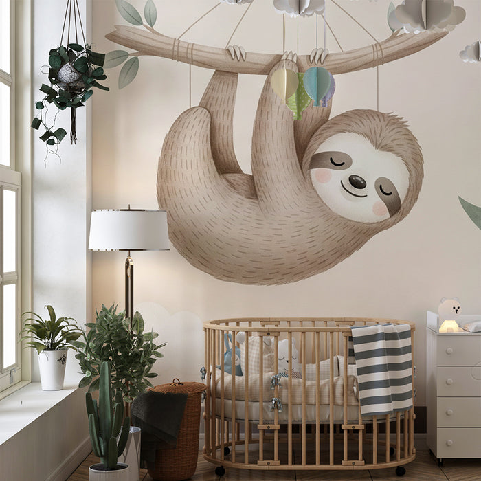 Papier de parede quarto bebê | Zavesený lenivý a hviezdne nebo
