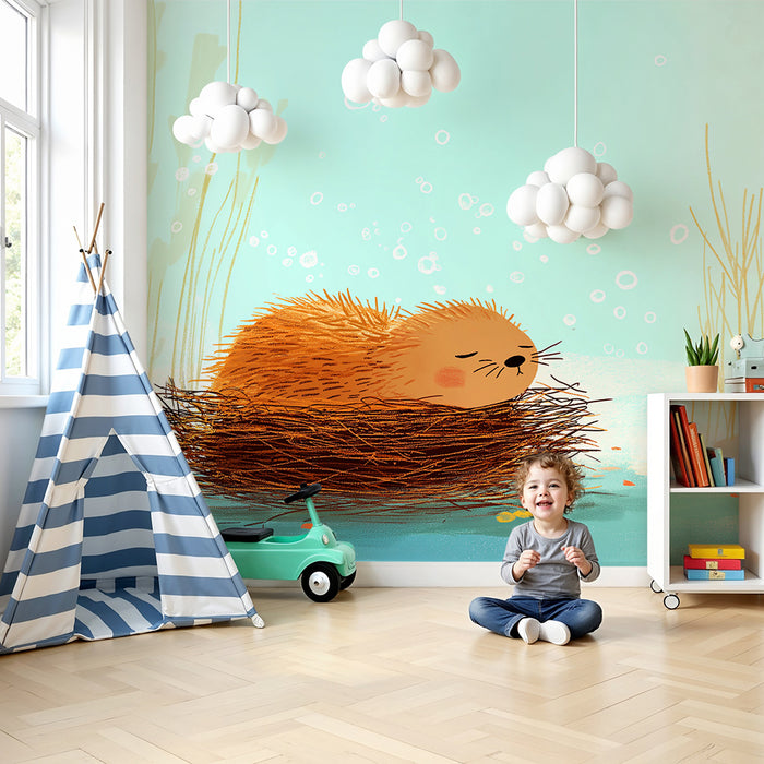 Papel de parede quarto bebê | Pequeno animal marinho em um ninho no fundo do mar