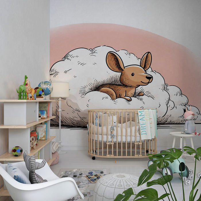 Barntapet | Söt litet djur på en fluffig moln