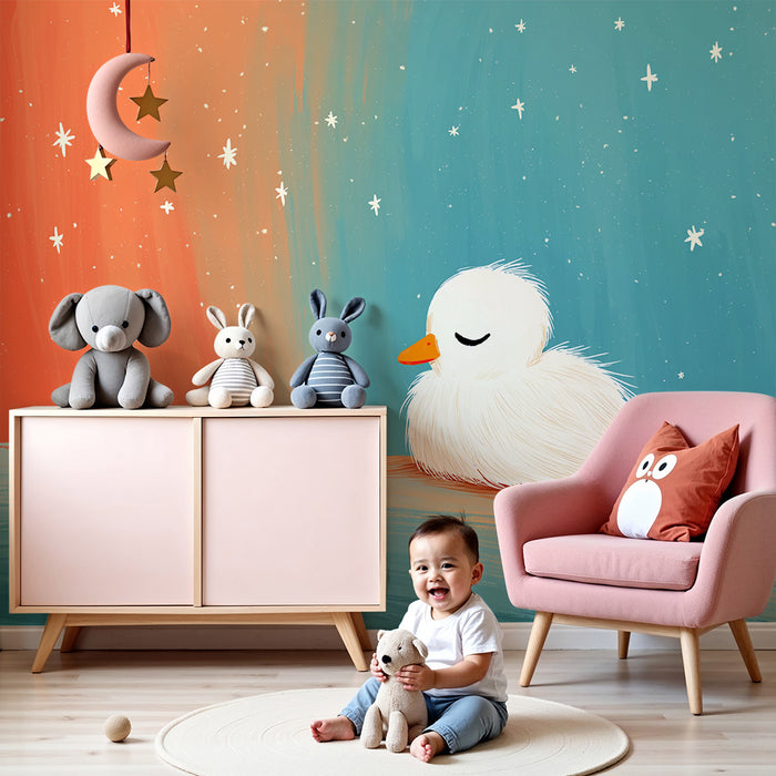 Papel de parede quarto bebê | Малка спяща патица под звездите