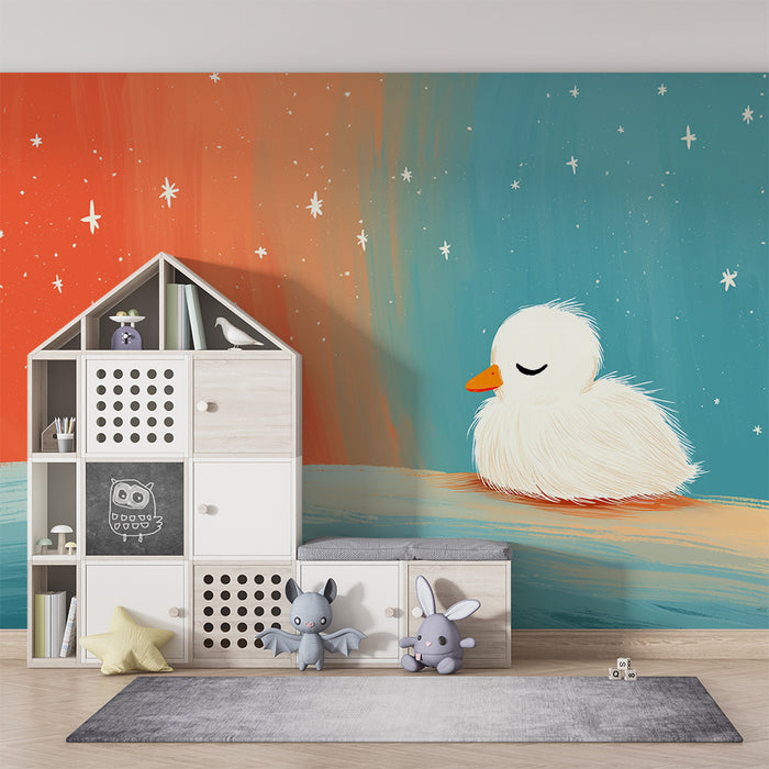 Papel de parede quarto bebê | Малка спяща патица под звездите