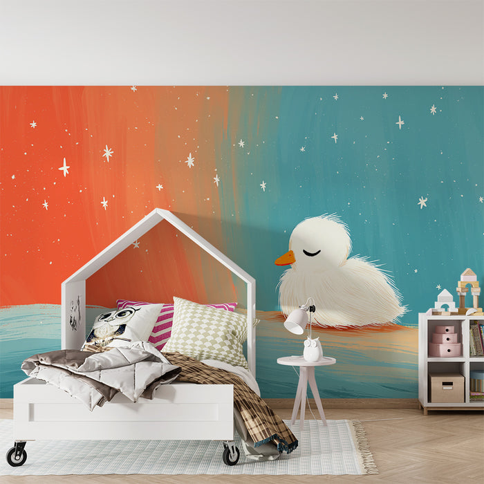 Papel de parede quarto bebê | Малка спяща патица под звездите