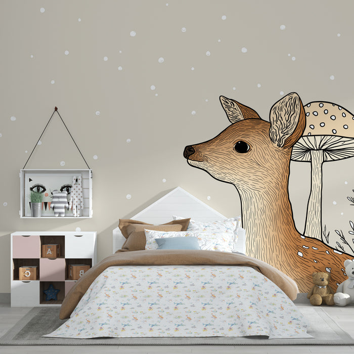 Lastenhuoneen tapetti | Pieni peura ja lumottu sieni