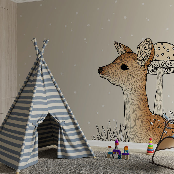 Lastenhuoneen tapetti | Pieni peura ja lumottu sieni