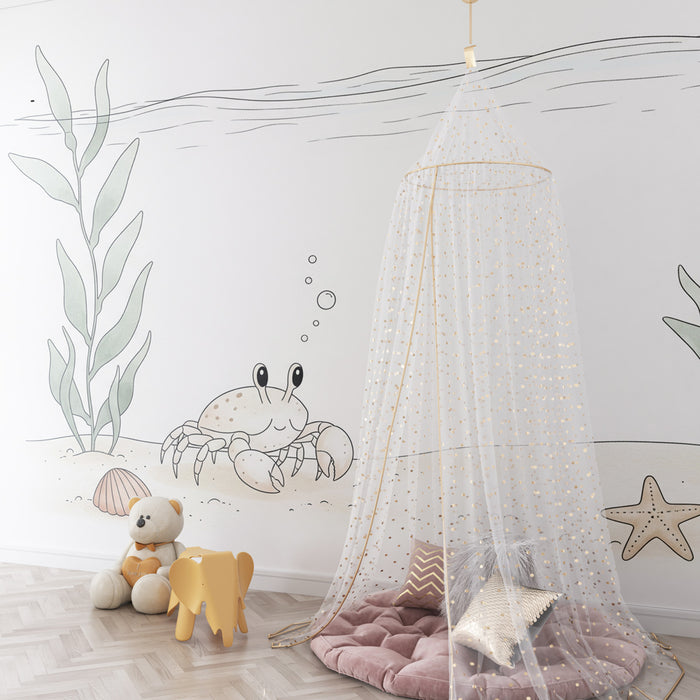Papier de parede quarto bebê | Pequeno caranguejo subaquático