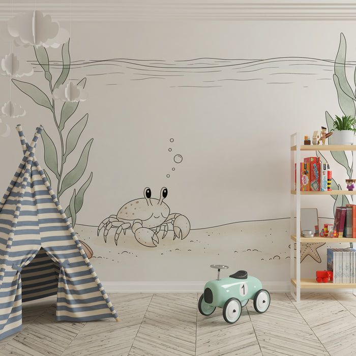 Papier de parede quarto bebê | Pequeno caranguejo subaquático