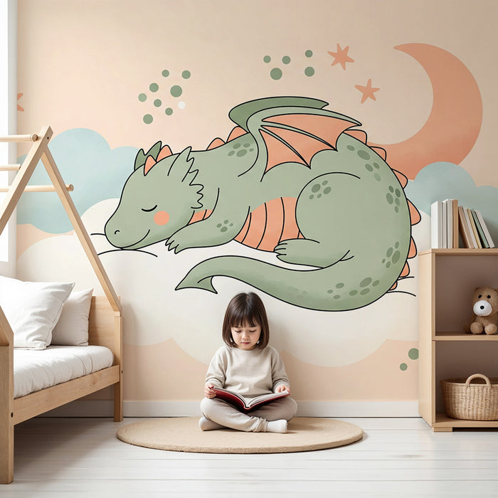 Barntapet | Liten sovande drake på ett moln