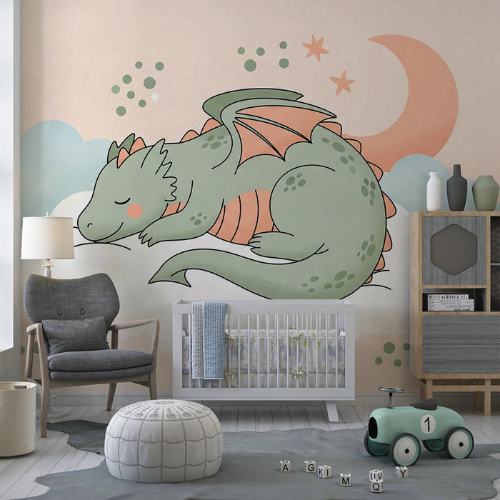 Barntapet | Liten sovande drake på ett moln