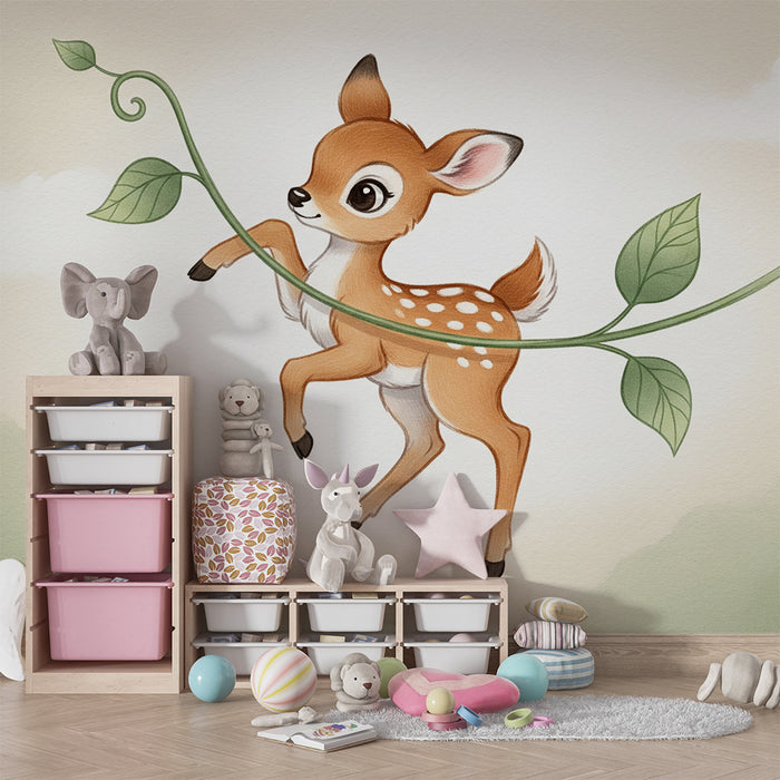 Papier de parede quarto bebê | Pequeno cervo na natureza