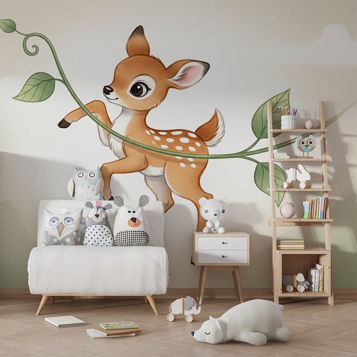 Papier de parede quarto bebê | Pequeno cervo na natureza