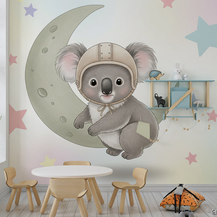 Papier de parede detskej izby | Malý snočný koala na mesiaci