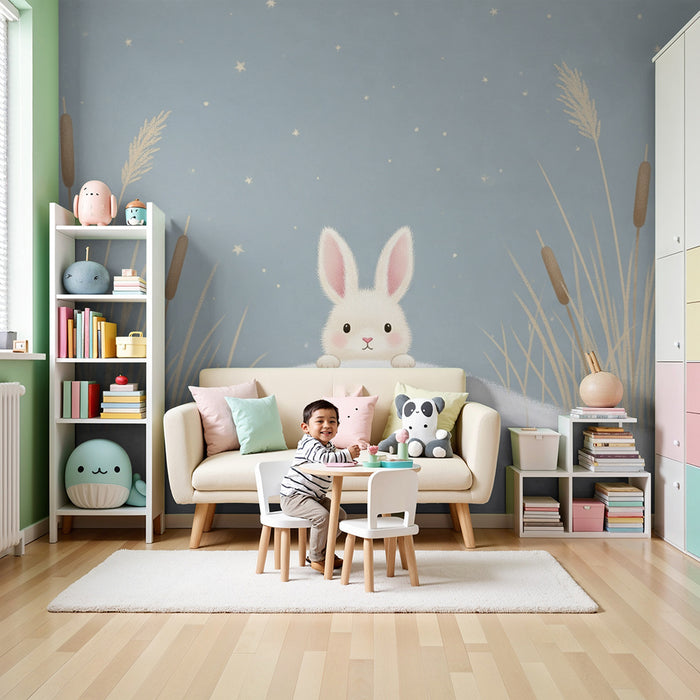 Barntapet | Liten kanin i en stjärnig vinterlandskap