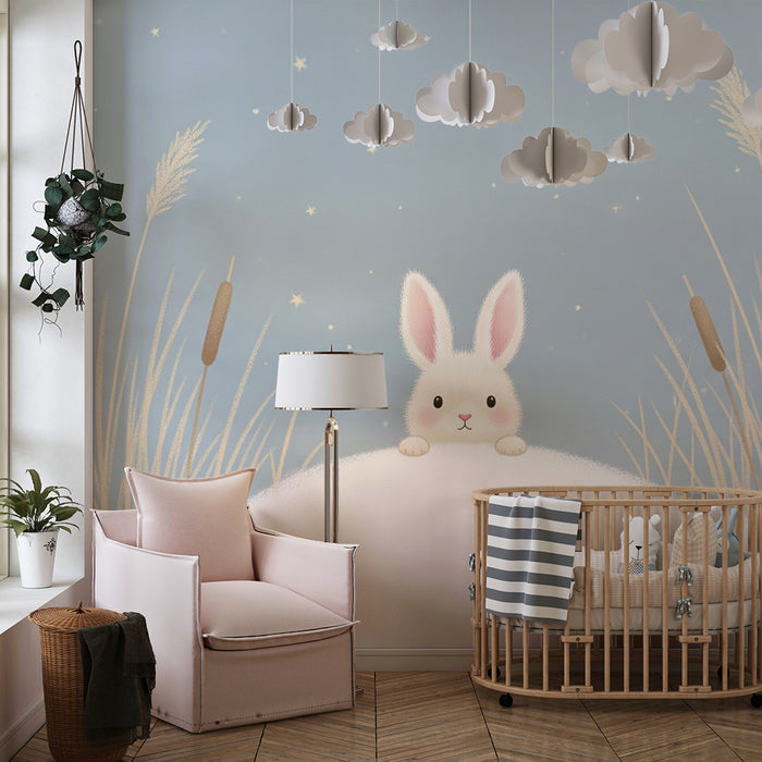 Barntapet | Liten kanin i en stjärnig vinterlandskap