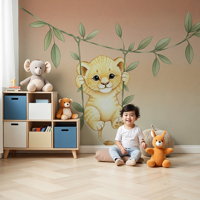 Papier de parede detskej izby | Malý zvodný lev v džungli