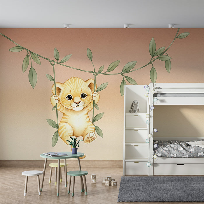 Papier de parede detskej izby | Malý zvodný lev v džungli