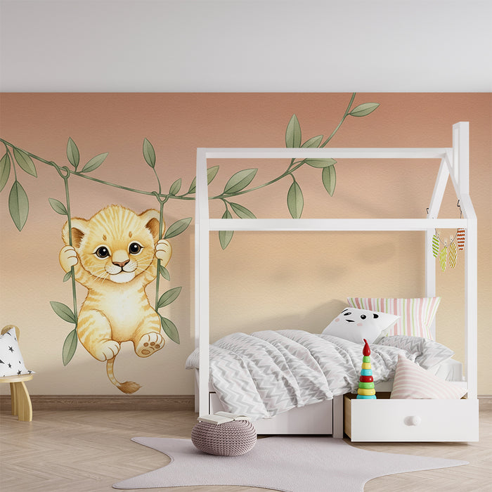 Papier de parede detskej izby | Malý zvodný lev v džungli