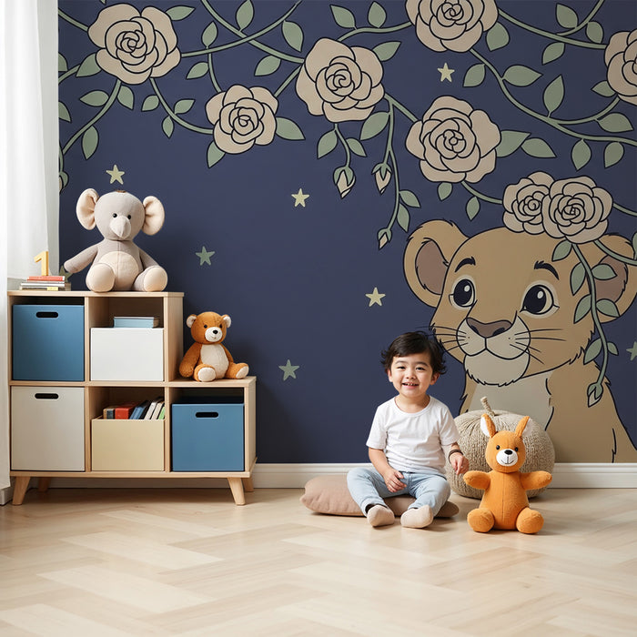Barntapet | Liten lejon och stjärnrosor