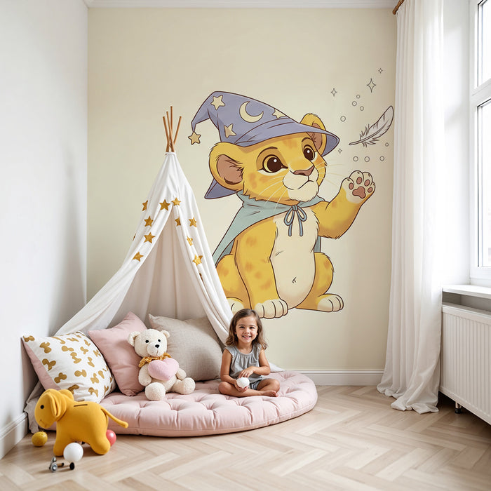 Papier de parede pre detskú izbu | Malý kúzelnícky lev s hviezdou na hlave