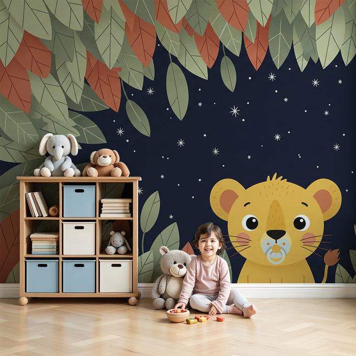 Tapet cameră bebeluși | Micul leu sub stele