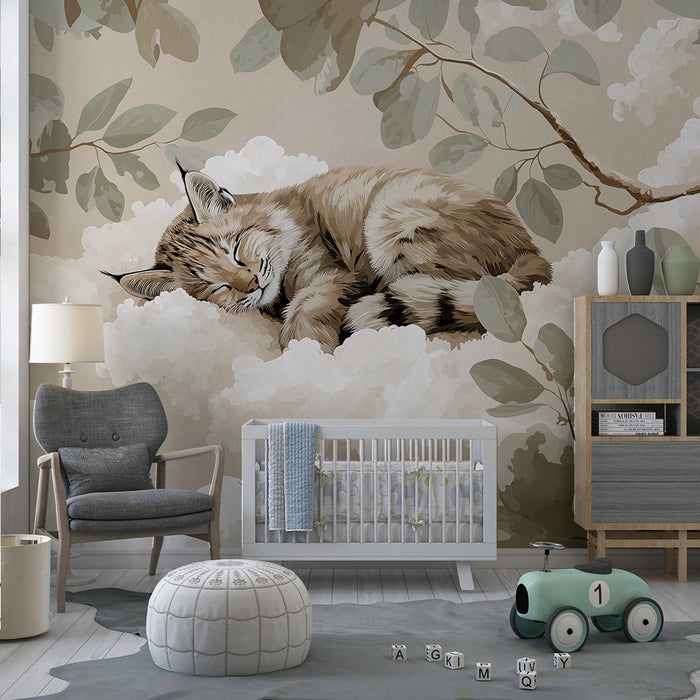 Papel de parede quarto bebê | Малко линкс заспива на меки облаци