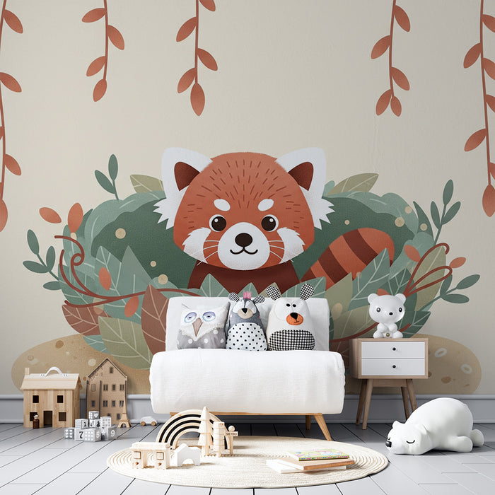 Tapety dla dzieci | Mały czerwony panda w swoim gnieździe