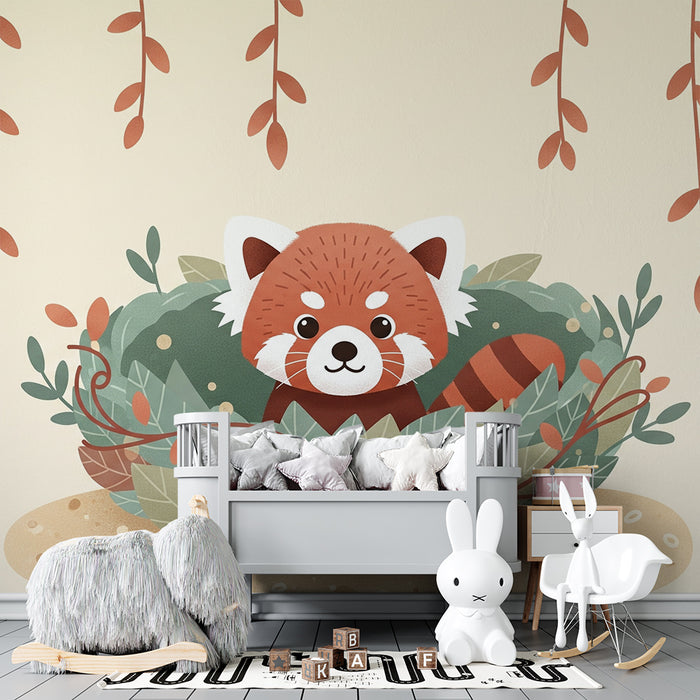 Tapety dla dzieci | Mały czerwony panda w swoim gnieździe
