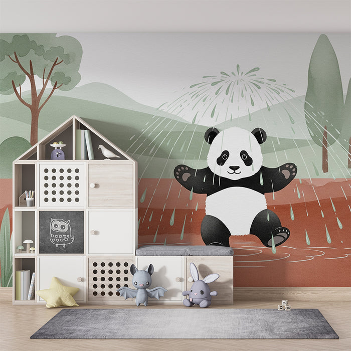 Barntapet | Liten panda under regnet