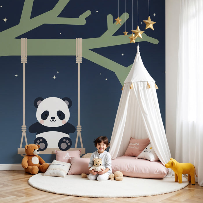 Paberi tapeet beebi tuba | Väike panda kiigel