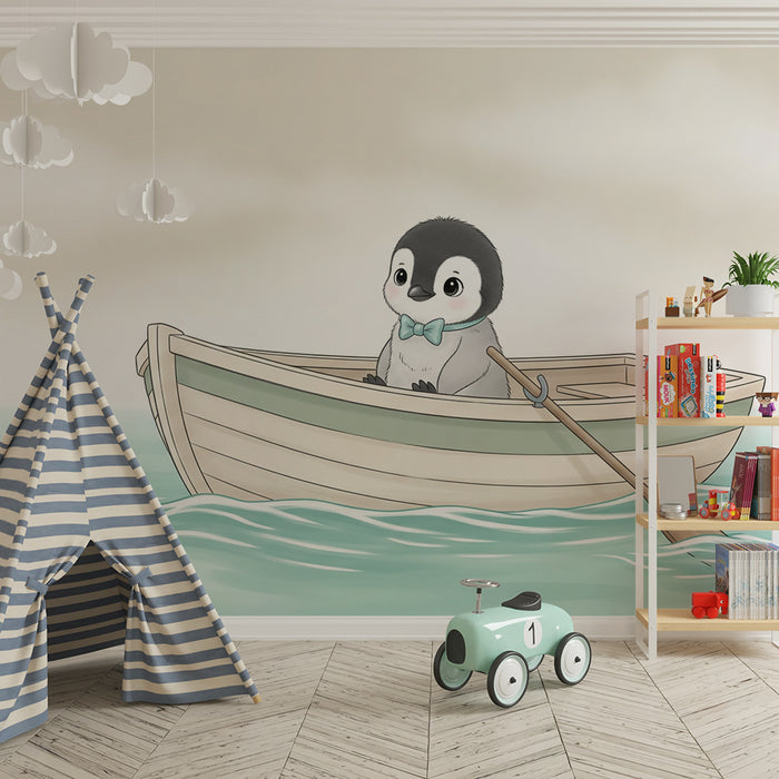 Papier de parede quarto bebê | Malý tučňák na lodi