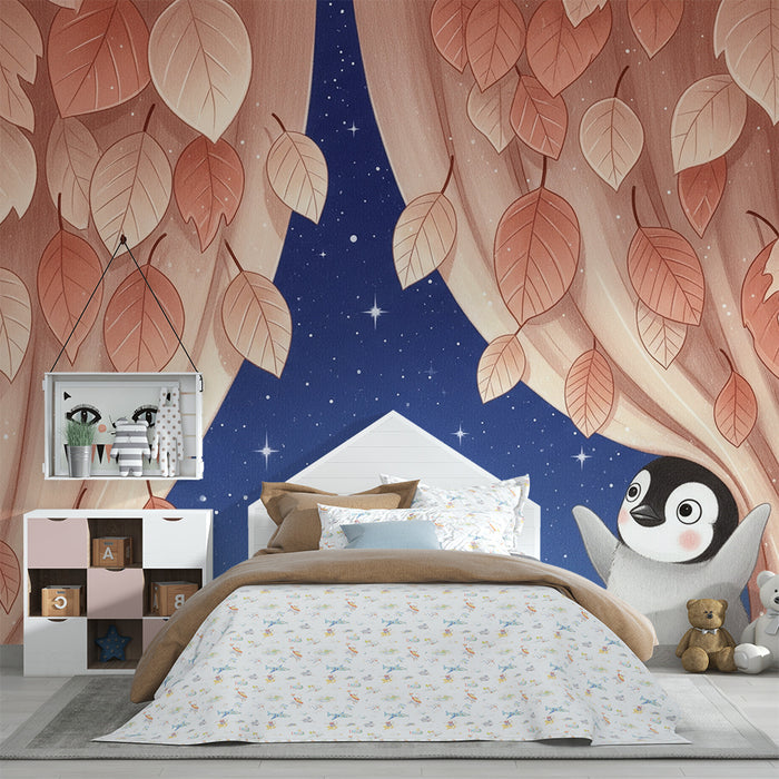 Barntapet | Liten pingvin under en stjärnklar himmel