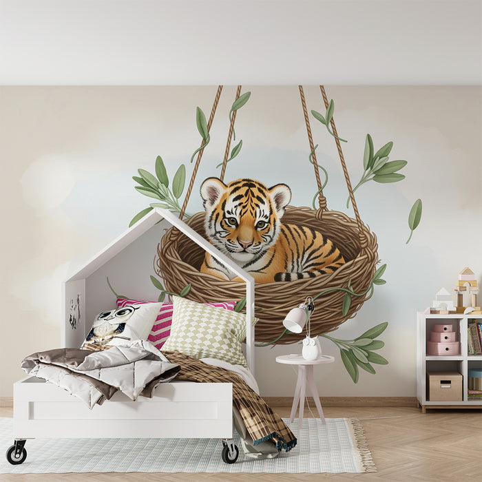 Lastenhuoneen tapetti | Pieni tiikeri pesässä