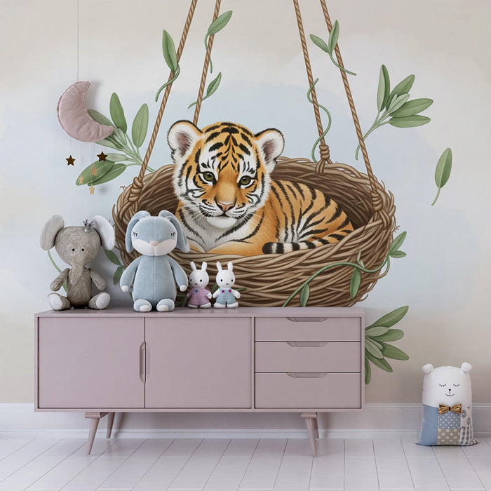 Lastenhuoneen tapetti | Pieni tiikeri pesässä
