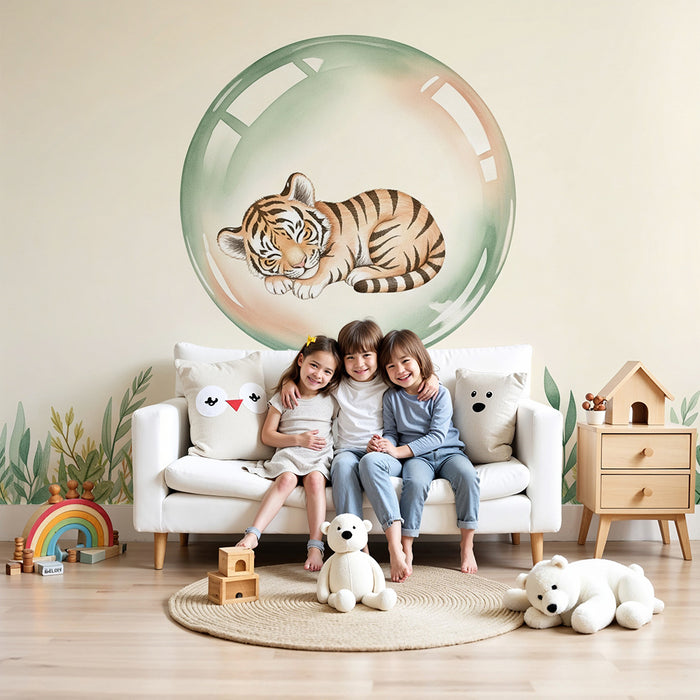 Lastenhuoneen tapetti | Pieni tiikeri kuplassa