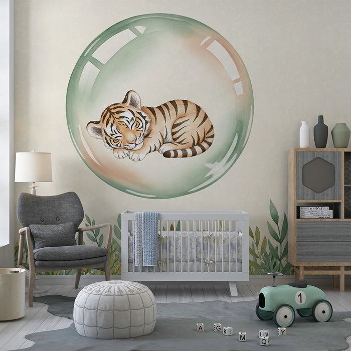 Lastenhuoneen tapetti | Pieni tiikeri kuplassa