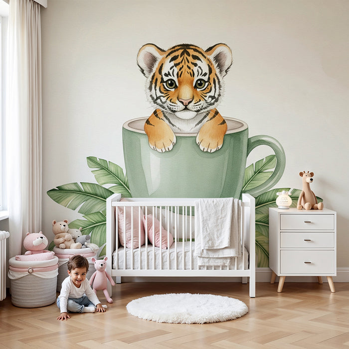 Tapet barnerom | Liten tiger i en kopp