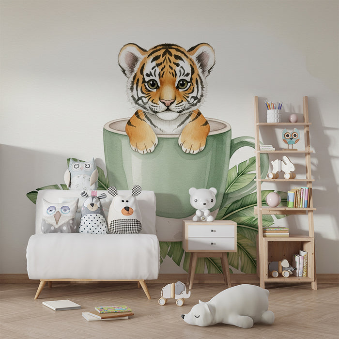 Tapet barnerom | Liten tiger i en kopp