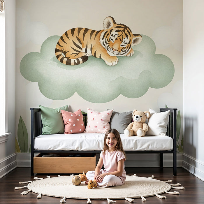 Lastenhuoneen tapetti | Pieni tiikeri pilvessä