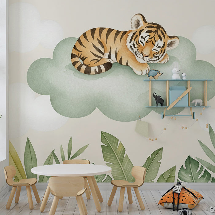 Lastenhuoneen tapetti | Pieni tiikeri pilvessä