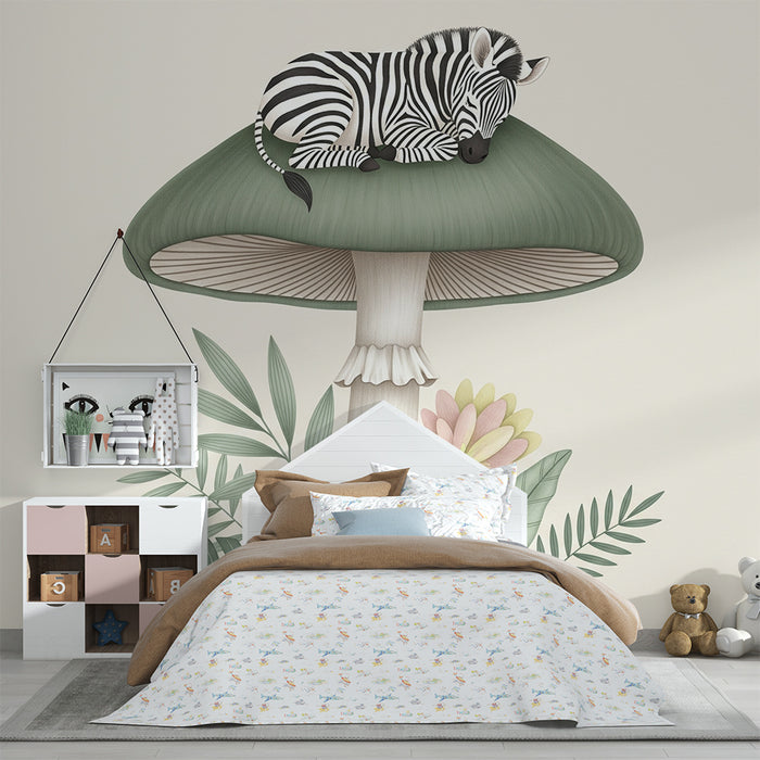 Lastenhuoneen tapetti | Pieni seepra sienen päällä