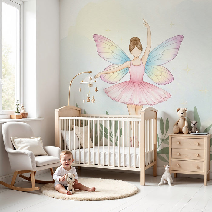 Tapet cameră bebeluși | Micuța zână dansatoare și natura fermecată