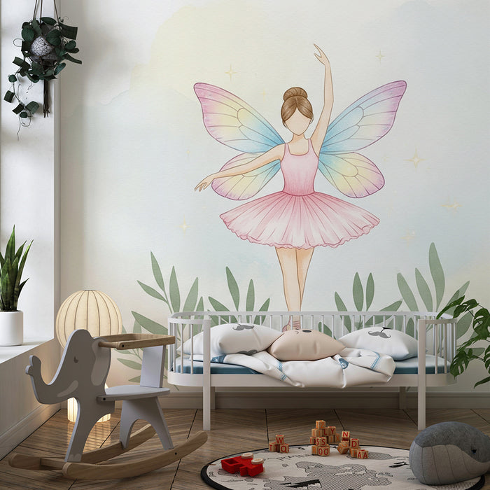 Tapet cameră bebeluși | Micuța zână dansatoare și natura fermecată