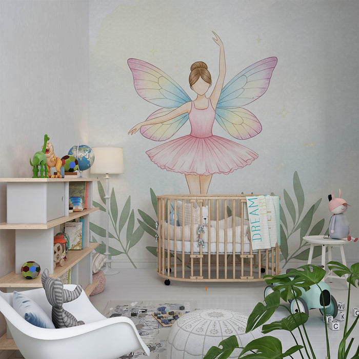 Tapet cameră bebeluși | Micuța zână dansatoare și natura fermecată