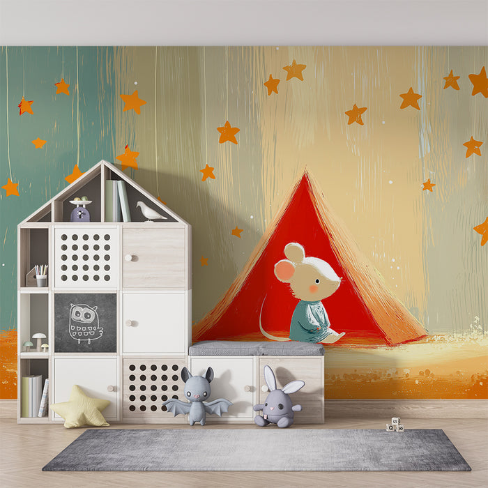 Barntapet | Liten mus under stjärnorna i ett rött tält