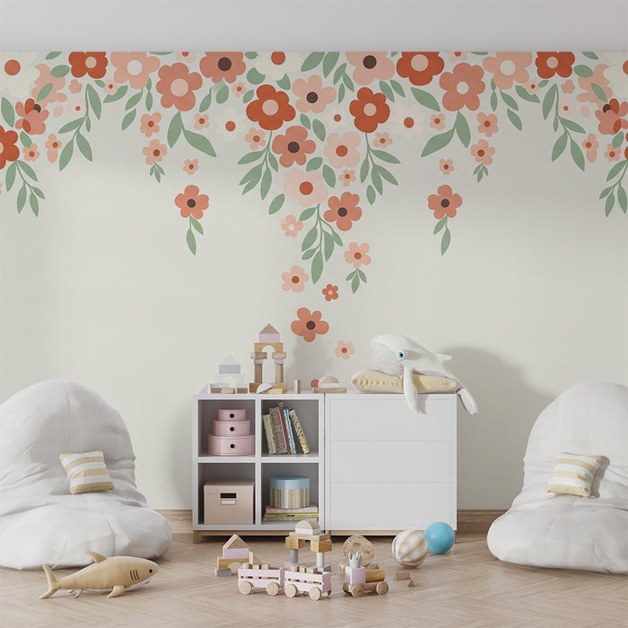 Papel de parede quarto bebê | Maleni cvjetići i padajuće lišće