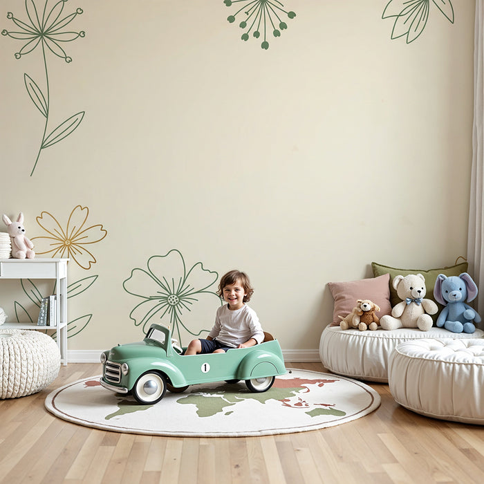 Barntapet | Små blommor runt om designen